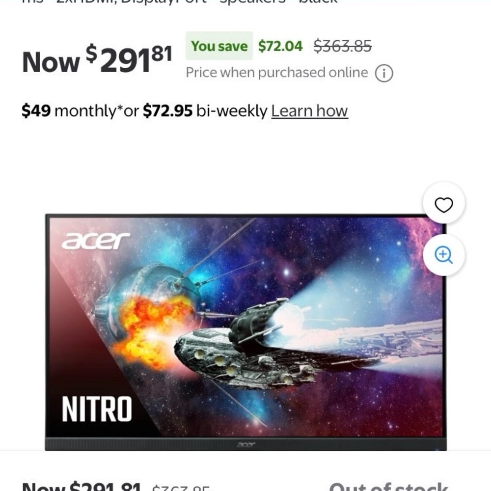 Acer Nitro Black Gaming Display